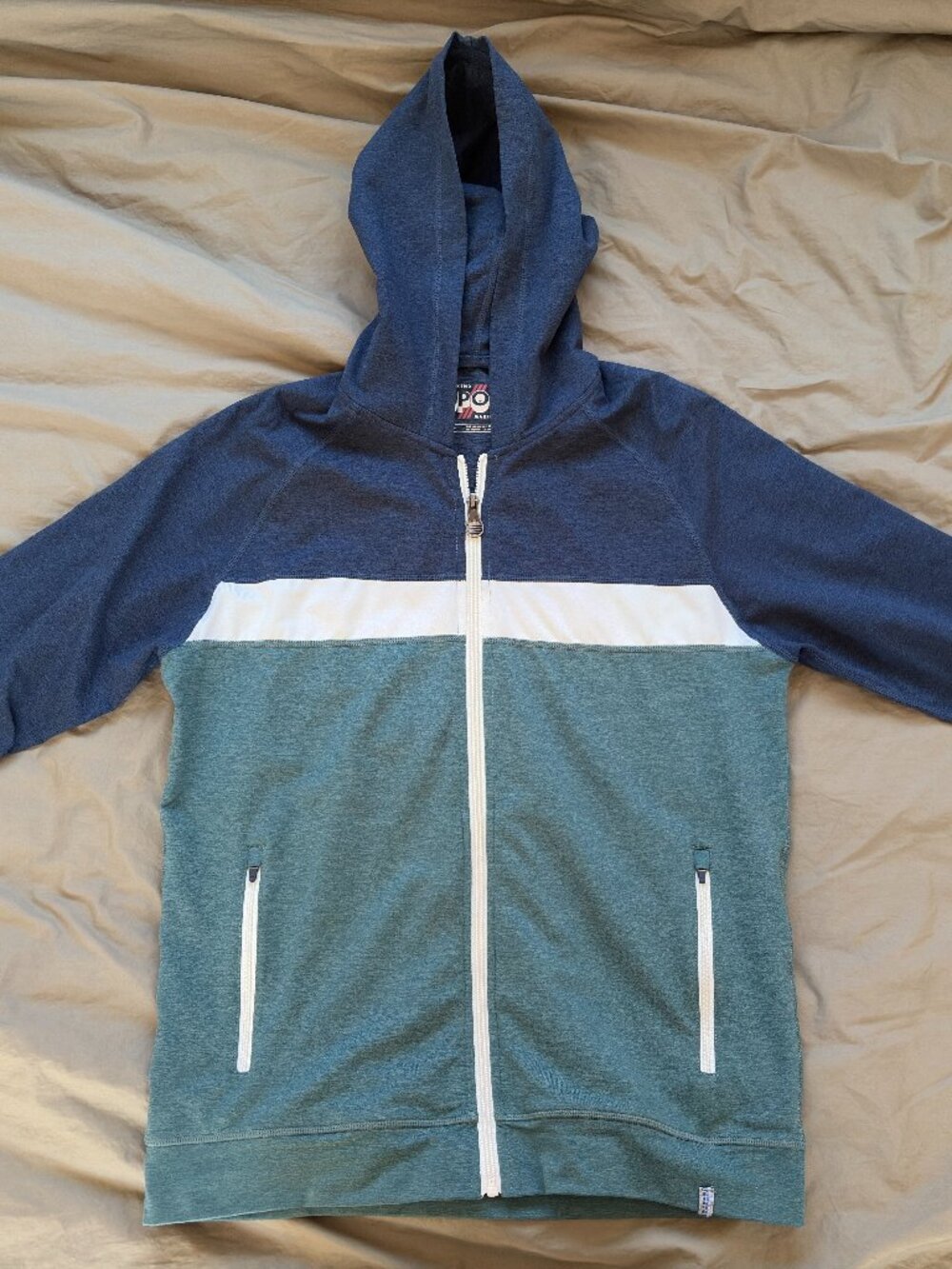 Marine Layer Sport Full Zip Hoodie in Navy/White/Mallard (Size S)